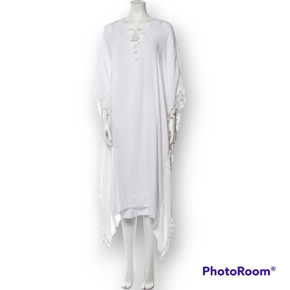 NWT Walter Baker Ivory Tassel Acapulco Kaftan - Picture 2 of 9